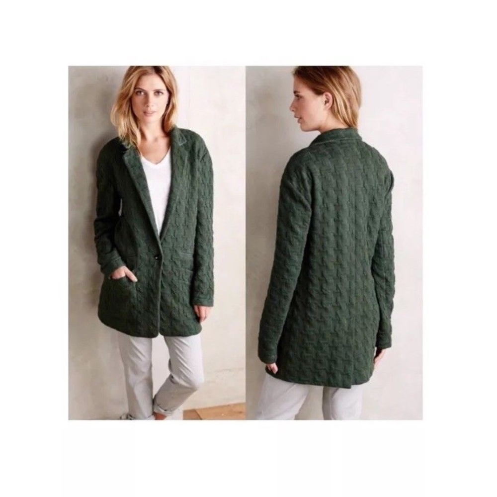 Anthropologie Cartonnier Oversized Green Houndstooth
